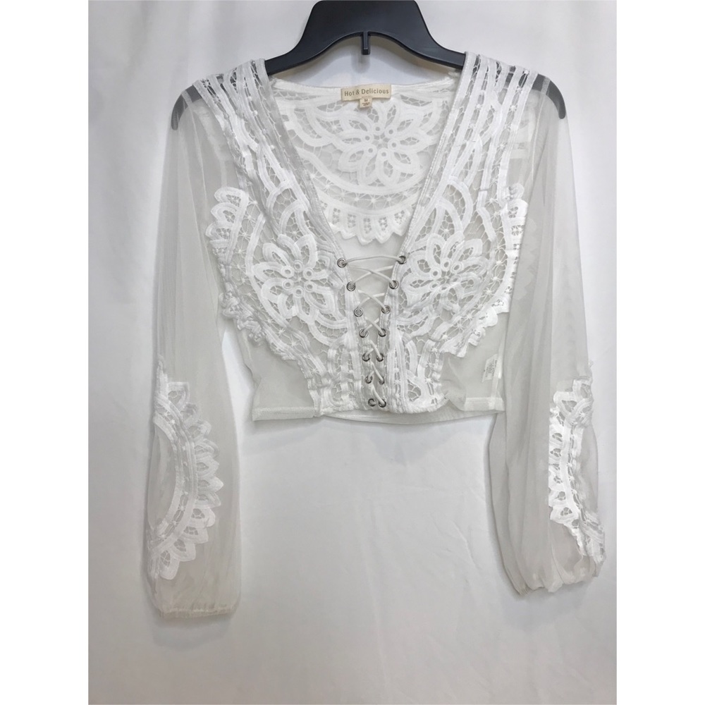 Mesh white Lacey crop top